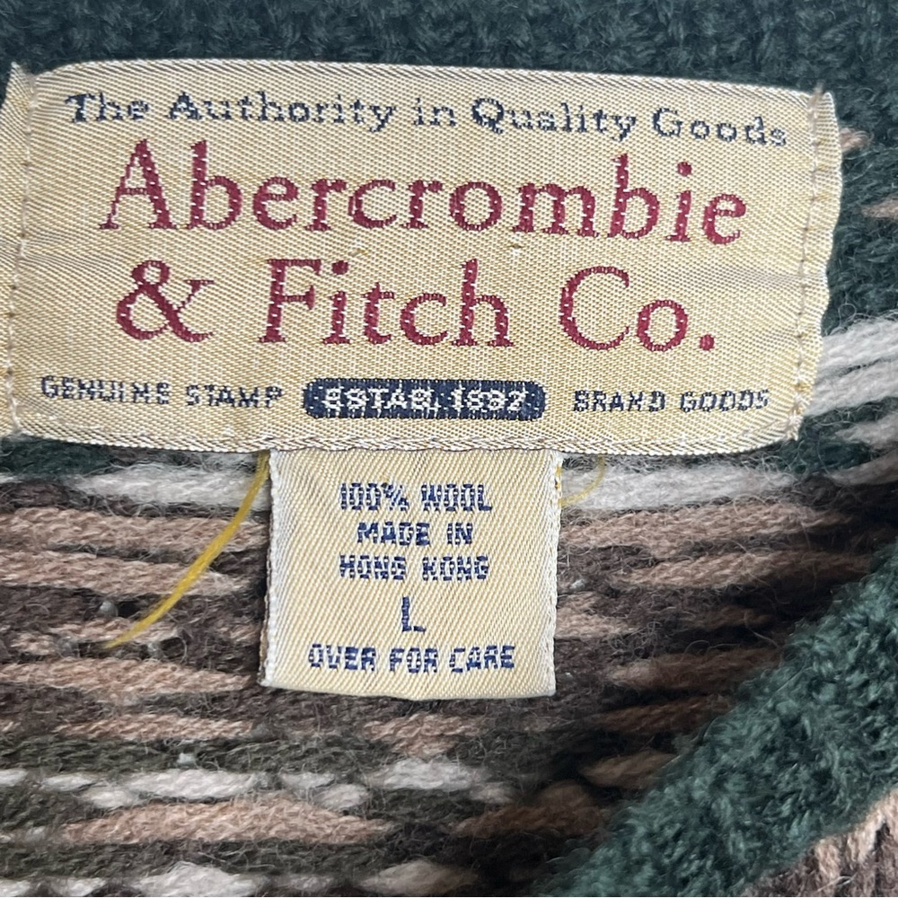 Abercrombie & Fitch Vintage Men’s Fair Isle 100% Wool Sweater Large - Picture 3 of 5
